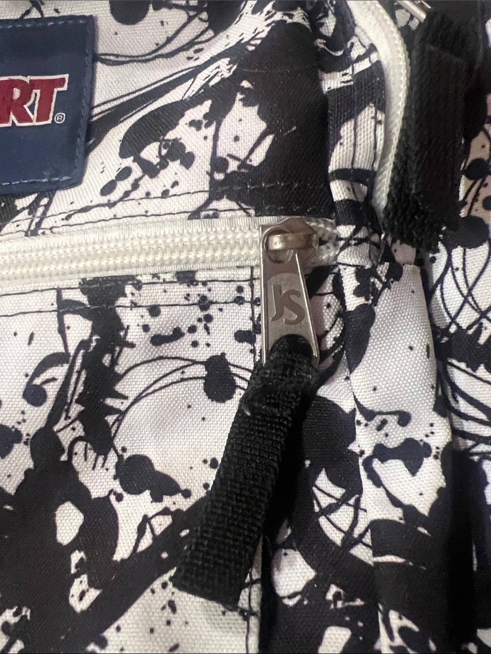 Jansport Unisex Big Student Black and White Paint-Splatter Backpack - Picture 4 of 16
